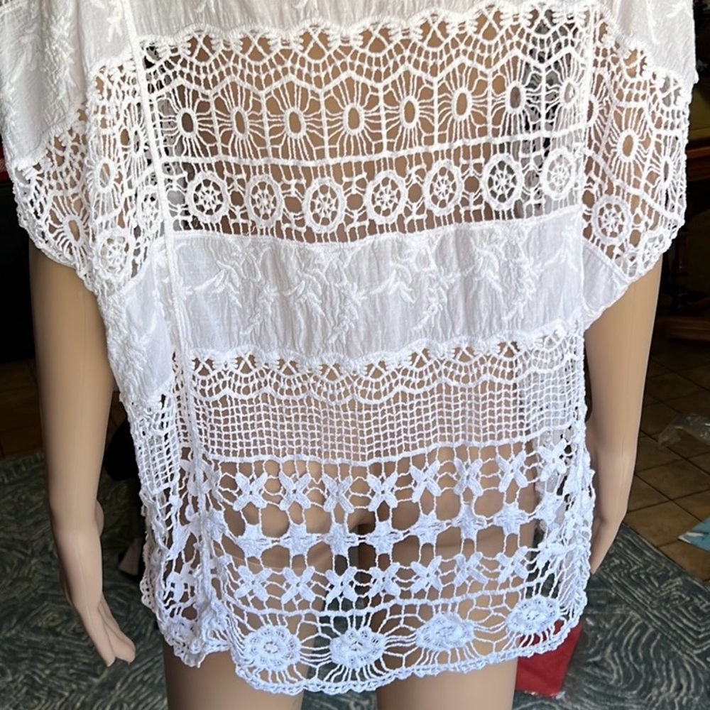Beautiful Mark 100% Cotton Embroidered White Women’s Top Like New 1X Plus - Picture 7 of 11